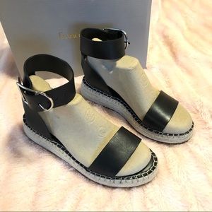 FRANCO SARTO BLACK LEATHER ESPADRILLES SIZE 9M